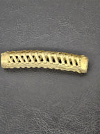 Handcrafted Ashanti Brass Curved Openwork Tube Component Bead | Large Hole African Brass Focal Bead | Ghana Bracelet & Leather Jewelry Component 62mm