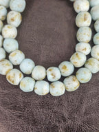 Authentic Krobo Powdered Glass Beads Ghana | Matte Mist Blue Recycled Glass Beads | 13–14mm
