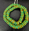 Green, Yellow & Red Fused Krobo Rondelle Recycled Glass Beads | 14–16 mm African Trade Beads | Handmade in Ghana