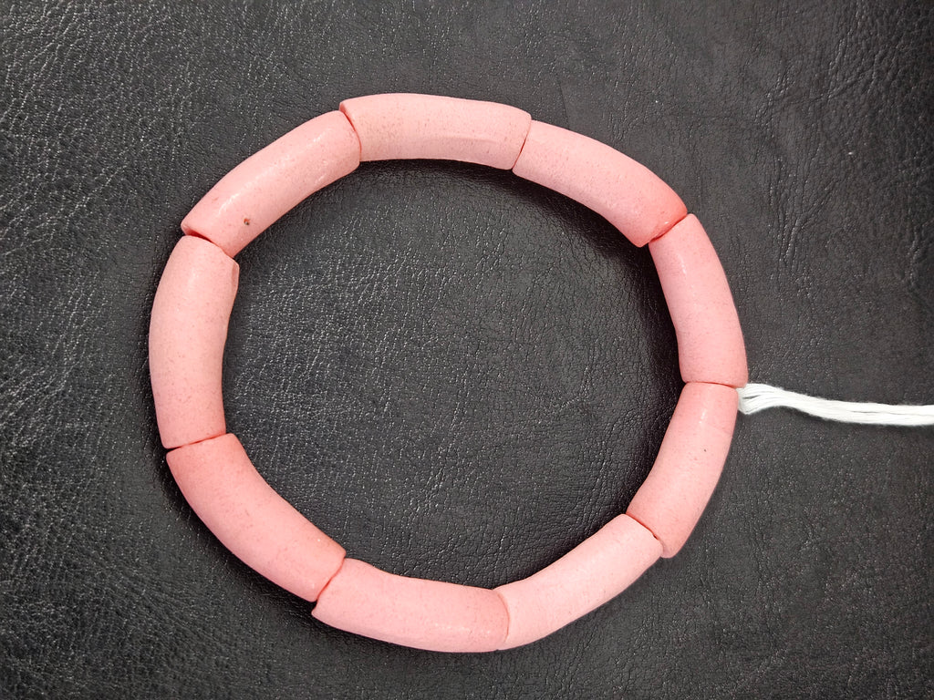 Authentic Blush Pink Krobo Powdered Glass Tube Beads Handmade in Ghana • Large Hole Recycled African Glass Tube Beads • Jewelry Making Supplies • Aadampo African Beads