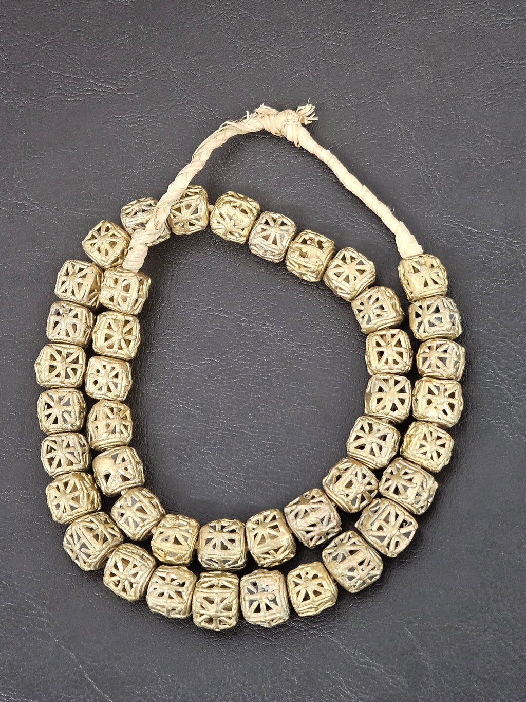 Handcrafted Ashanti Brass Filigree Cube Beads | Large Hole Ghana Brass Beads | African Brass Jewelry Making Supplies