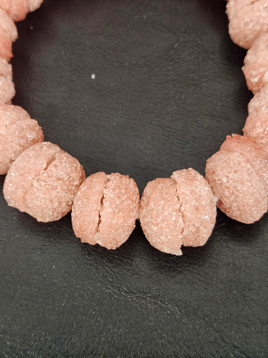 Pink Krobo Sugar Glass Rondelle Beads | Handcrafted Recycled Glass Beads from Ghana | Approx. 30 Beads Per Strand