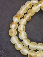Authentic African Beads from Ghana | Honey Gold Translucent Krobo Recycled Glass Beads | Handmade Chunky Glass Beads 12–14mm