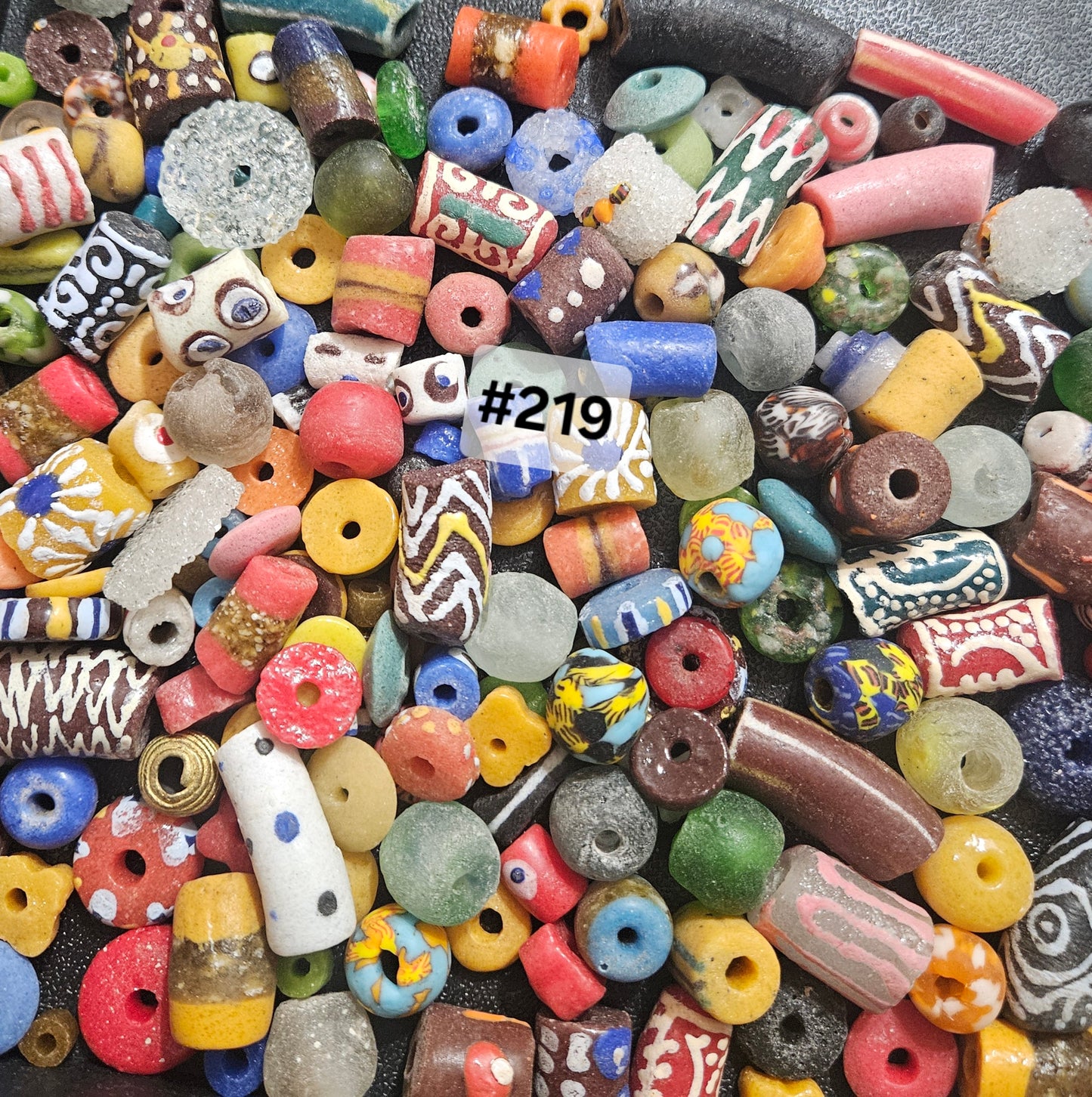 African Krobo Recycled Glass Beads – 1 Cup Assortment (160+ Handmade Ghanaian Beads for Jewelry & Crafts, 1lb