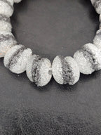 Black & White Krobo Sugar Glass Rondelle Beads | Handcrafted Recycled Glass Beads from Ghana | Approx. 30 Beads Per Strand