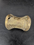 Oversized Ashanti Brass Talking Drum Pendant — Spiral Coil Design