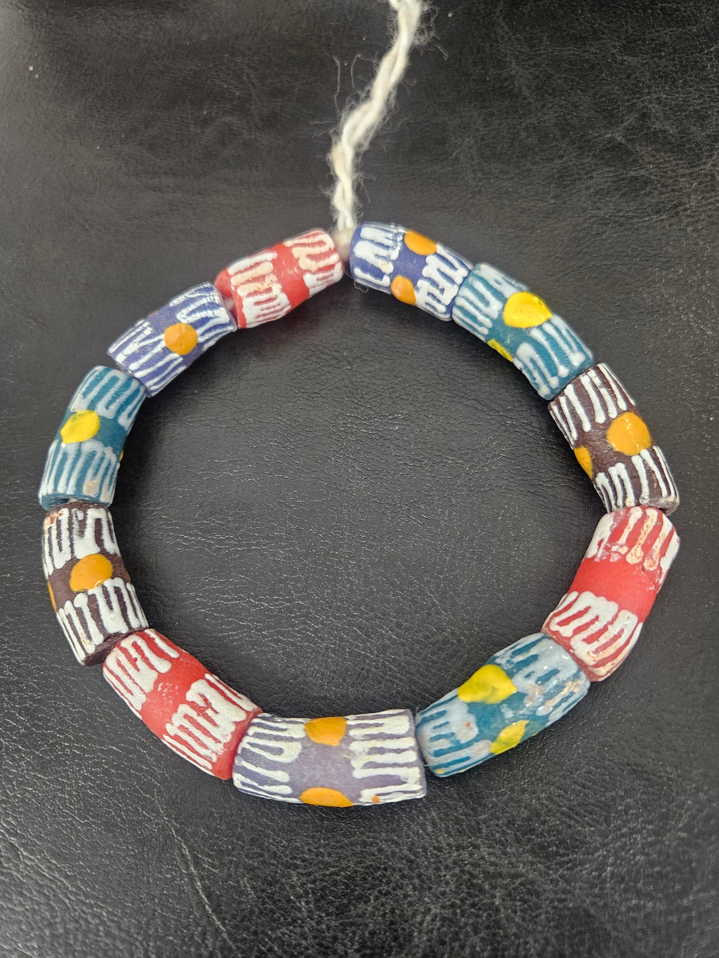 African Glass Beads – Painted Krobo Long Tubes, Multicolor Krobo Beads