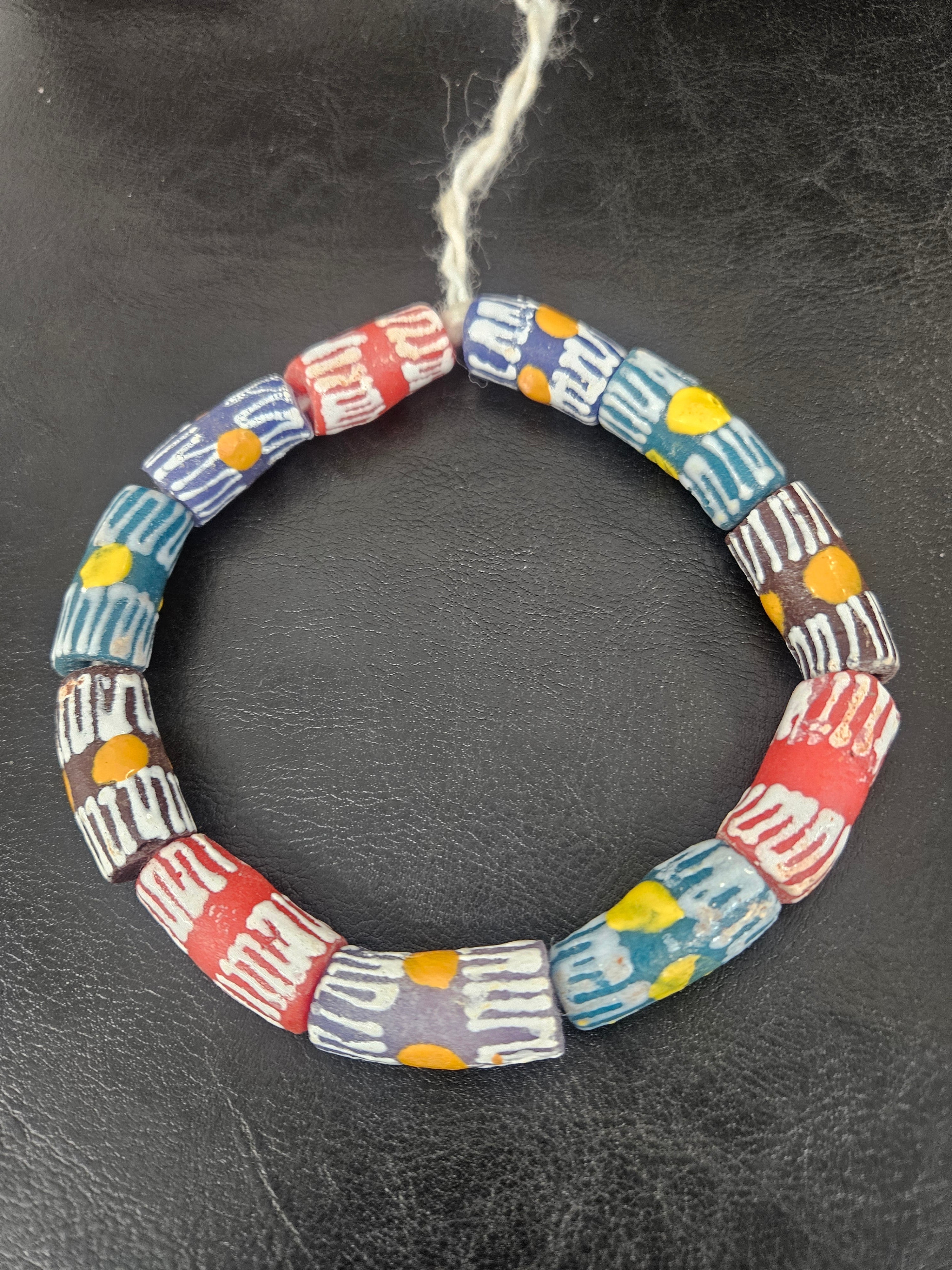 African Glass Beads – Painted Krobo Long Tubes, Multicolor Krobo Beads