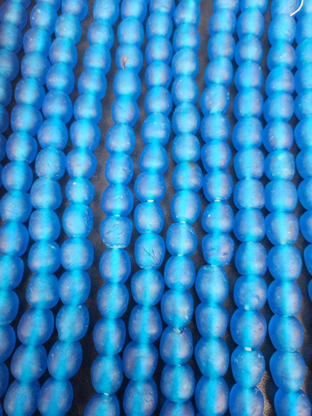 Handmade Blue Krobo Pocket Glass Beads from Ghana for Jewelry Making