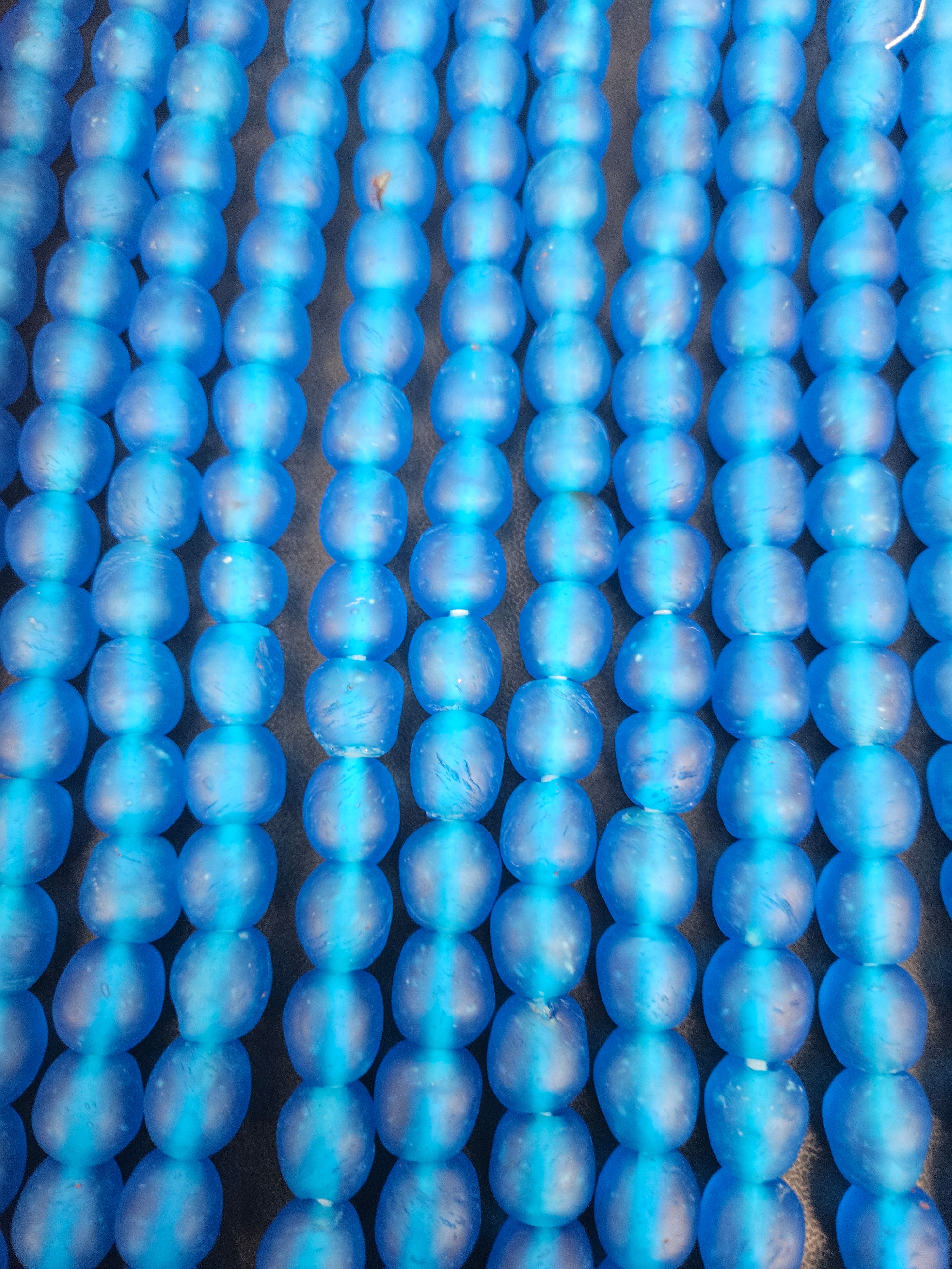 Handmade Blue Krobo Pocket Glass Beads from Ghana for Jewelry Making