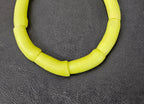Lime Green Krobo Powdered Glass Tube Beads • Handmade Recycled Glass • Ghana • Large Hole • 10–12 × 24–30 mm
