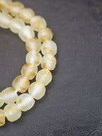 Authentic African Beads from Ghana | Honey Gold Translucent Krobo Recycled Glass Beads | Handmade Chunky Glass Beads 12–14mm