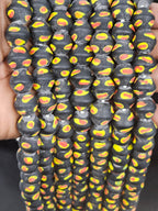 Vintage Venetian-Inspired Black Millefiori Trade Beads | Recycled Glass African Trade Beads | Large Hole Collector Beads