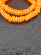 Golden Amber Krobo Glass Rondelle Beads | Handmade Translucent African Recycled Glass Beads