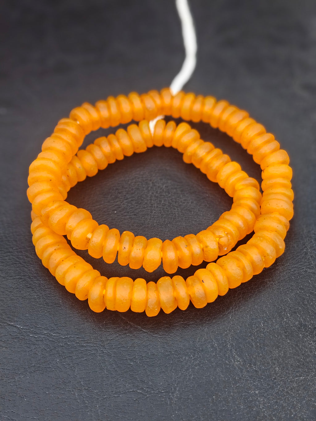 Golden Amber Krobo Glass Rondelle Beads | Handmade Translucent African Recycled Glass Beads