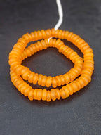 Golden Amber Krobo Glass Rondelle Beads | Handmade Translucent African Recycled Glass Beads