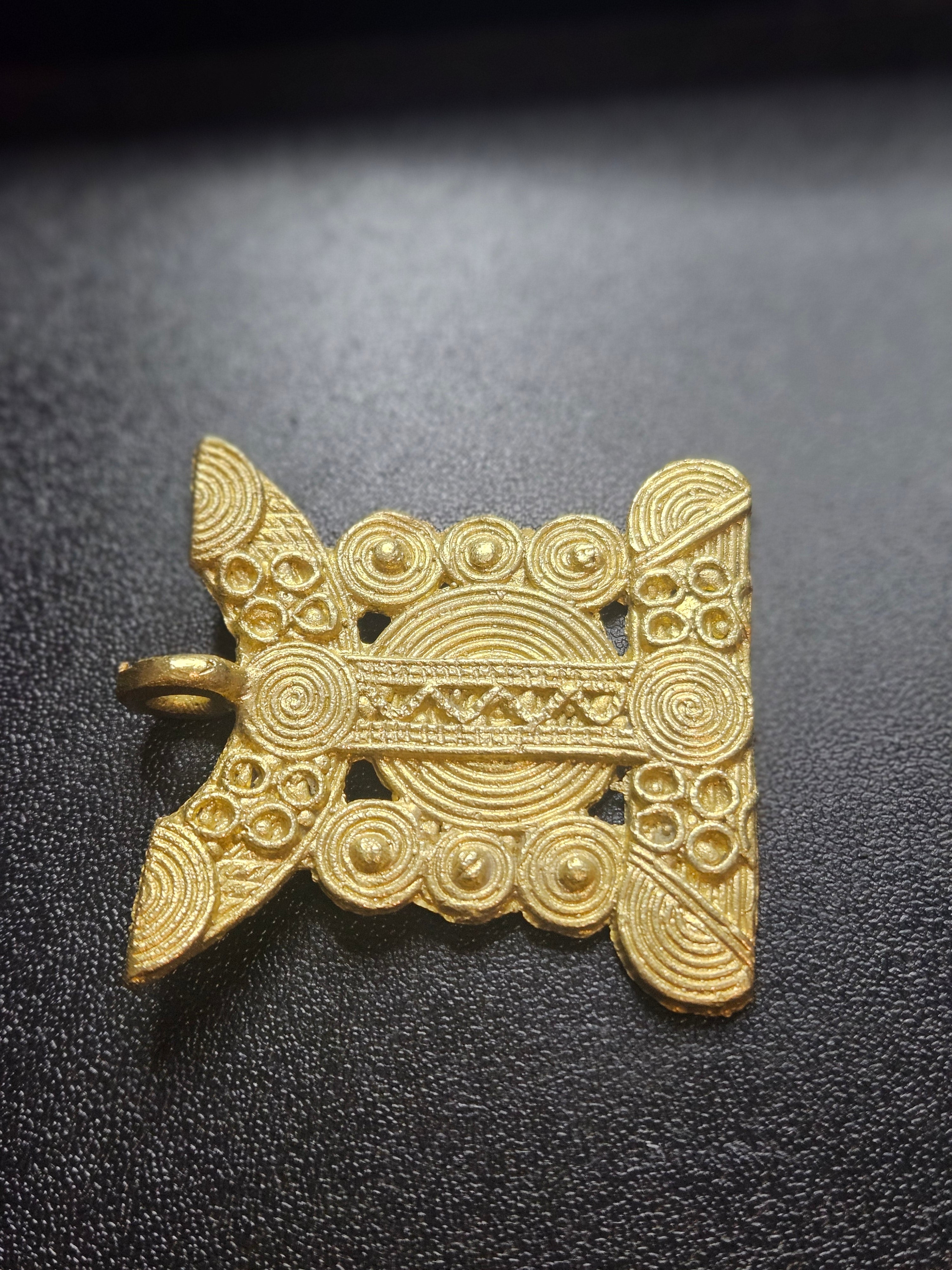 Ashanti Brass Royal Stool Pendant (Asesegua) – Handcrafted Ghanaian Heritage