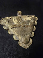 African Brass Lion Pendant with Adinkrahene Symbol – Ghana