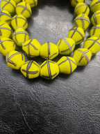 Yellow & Black Cross Trade Beads – 13.5 × 14.5mm