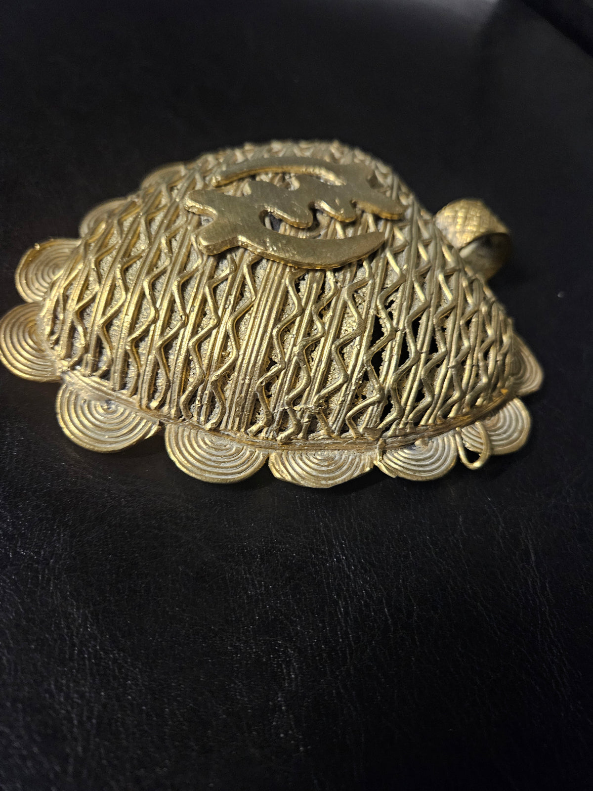 Oversized Gye Nyame Adinkra Brass Pendant – Handcrafted in Ghana