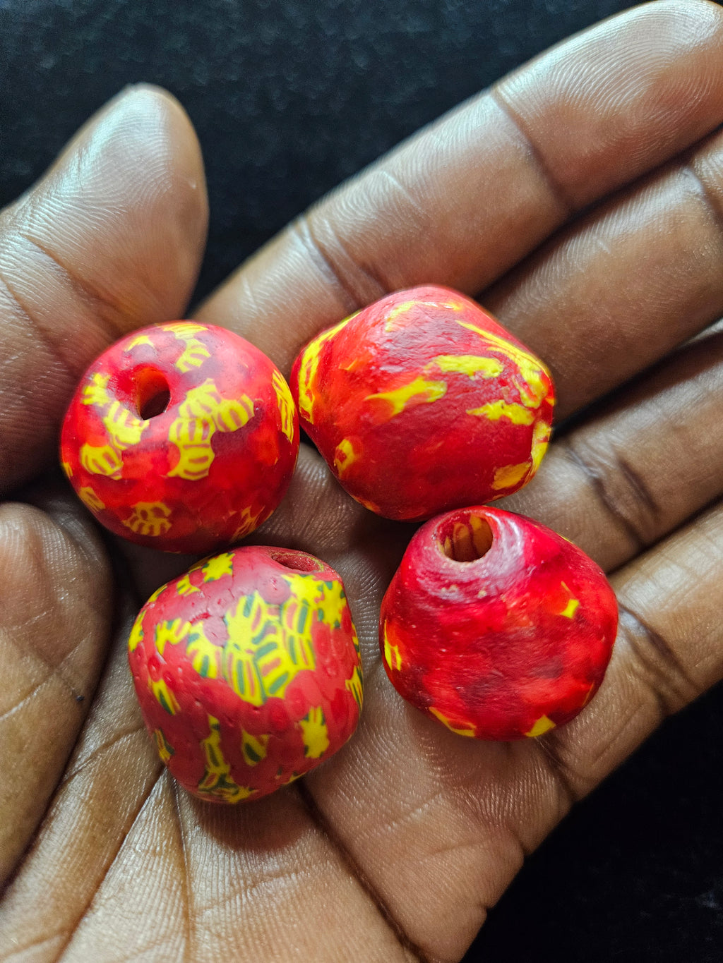 22mm Fused Krobo Focal Bead (3–4mm Hole) | Recycled Glass Ghana