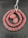 African Glass Bead Bundle – Coral Krobo Rondelles + Bicone Focal Beads