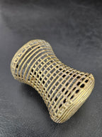 Oversized Ashanti Brass Talking Drum Bead | Ghana Ribbed Focal Bead