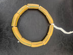 African Glass Beads – Painted Krobo Long Tubes, Mustard & Green Handmade Beads