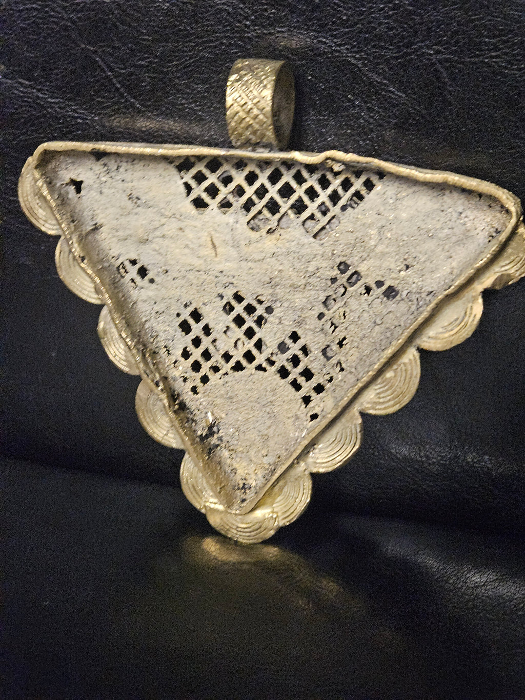 African Brass Tiger Pendant with Adinkrahene Symbol – Ghana