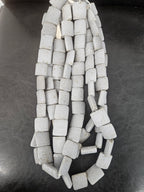 Authentic Large Stone Gray Krobo Powdered Glass Beads Ghana | Handmade Recycled Glass Pillow Cube Beads