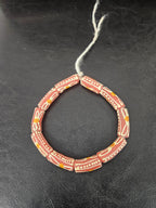 African Glass Beads – Painted Krobo Tubes, Terracotta