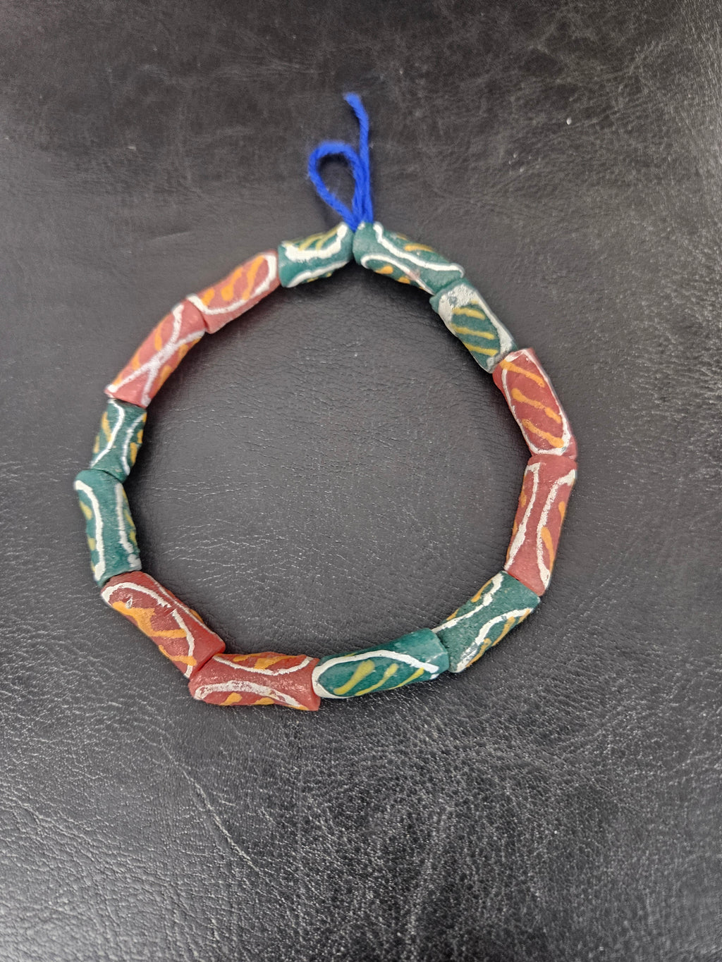 Authentic African Painted Glass Tube Beads from Ghana | Handmade Krobo Recycled Glass Jewelry Beads