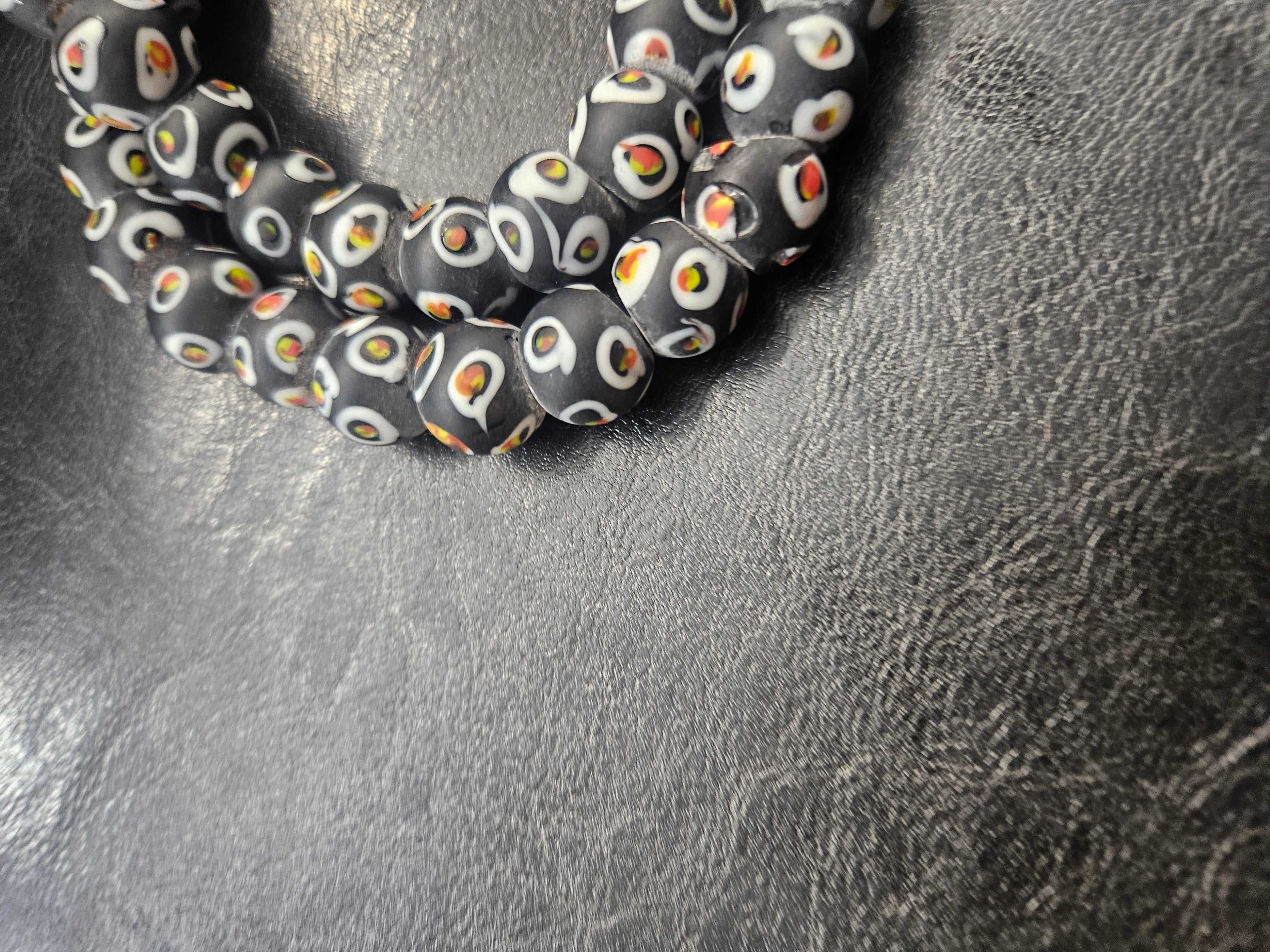 Designer Eye Trade Beads – Black, White & Multicolor 37–38 Beads
