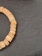 Peach & Ivory Krobo Sugar Glass Short Tube Beads | Handcrafted Recycled Glass Beads from Ghana | Approx. 32 Beads Per Strand