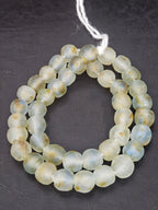 Authentic African Beads from Ghana | Chunky Translucent Recycled Glass Beads | Frosted Ocean Mist Krobo Beads 12–14mm