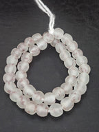 Authentic African Beads from Ghana | Chunky Blush Frost Translucent Recycled Glass Beads | Handmade Krobo Beads 12–14mm