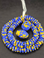 Blue African Beads Bundle – Krobo Glass Rondelles + Bicone Focals