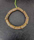 African Glass Beads – Painted Krobo Long Tubes, Brown & Gold