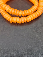 Golden Amber Krobo Glass Rondelle Beads | Handmade Translucent African Recycled Glass Beads