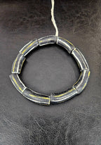 African Glass Beads – Painted Krobo Long Tubes, Black & Gold Beads