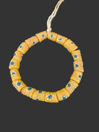 African Glass Beads – Painted Krobo Tubes, Mustard Yellow