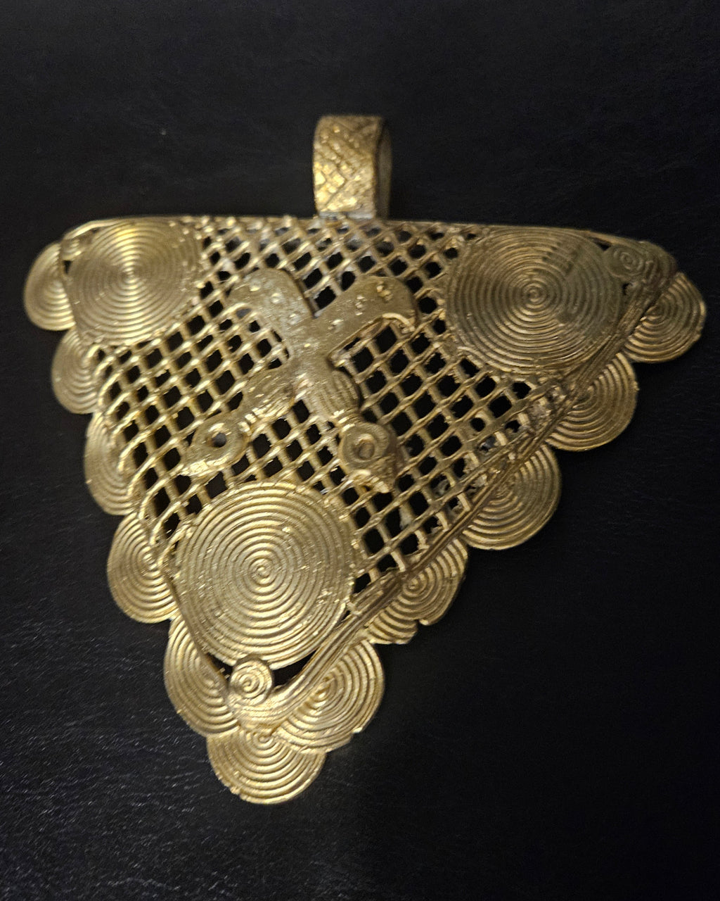 Oversized Adinkrahene Akofena Brass Statement Pendant – Handcrafted in Ghana
