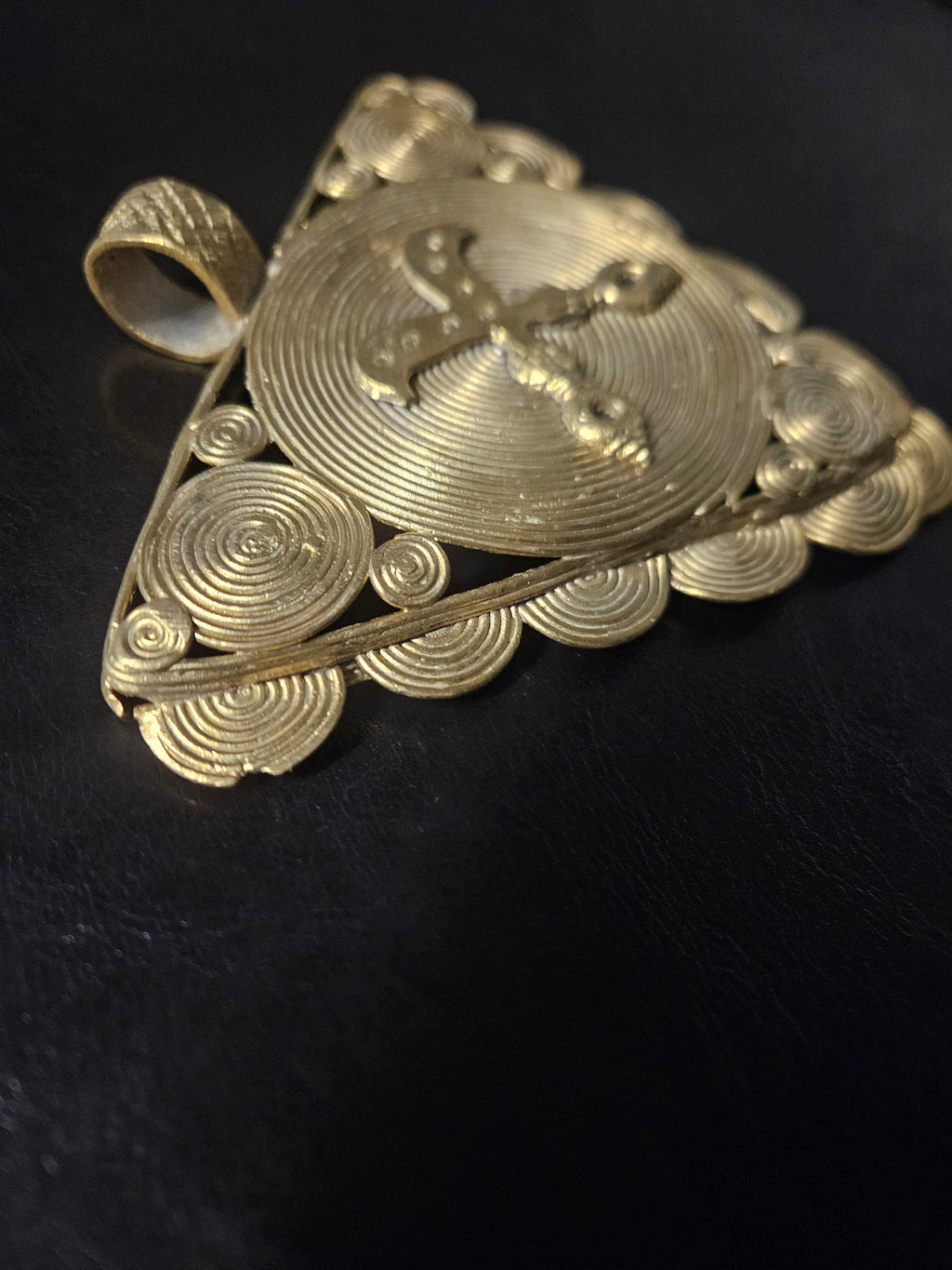 Akofena Adinkra Symbol African Brass Pendant – Handmade in Ghana