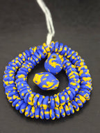 Blue African Beads Bundle – Krobo Glass Rondelles + Bicone Focals