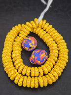 Yellow African Beads Bundle – Krobo Glass Rondelles + Bicone Focals