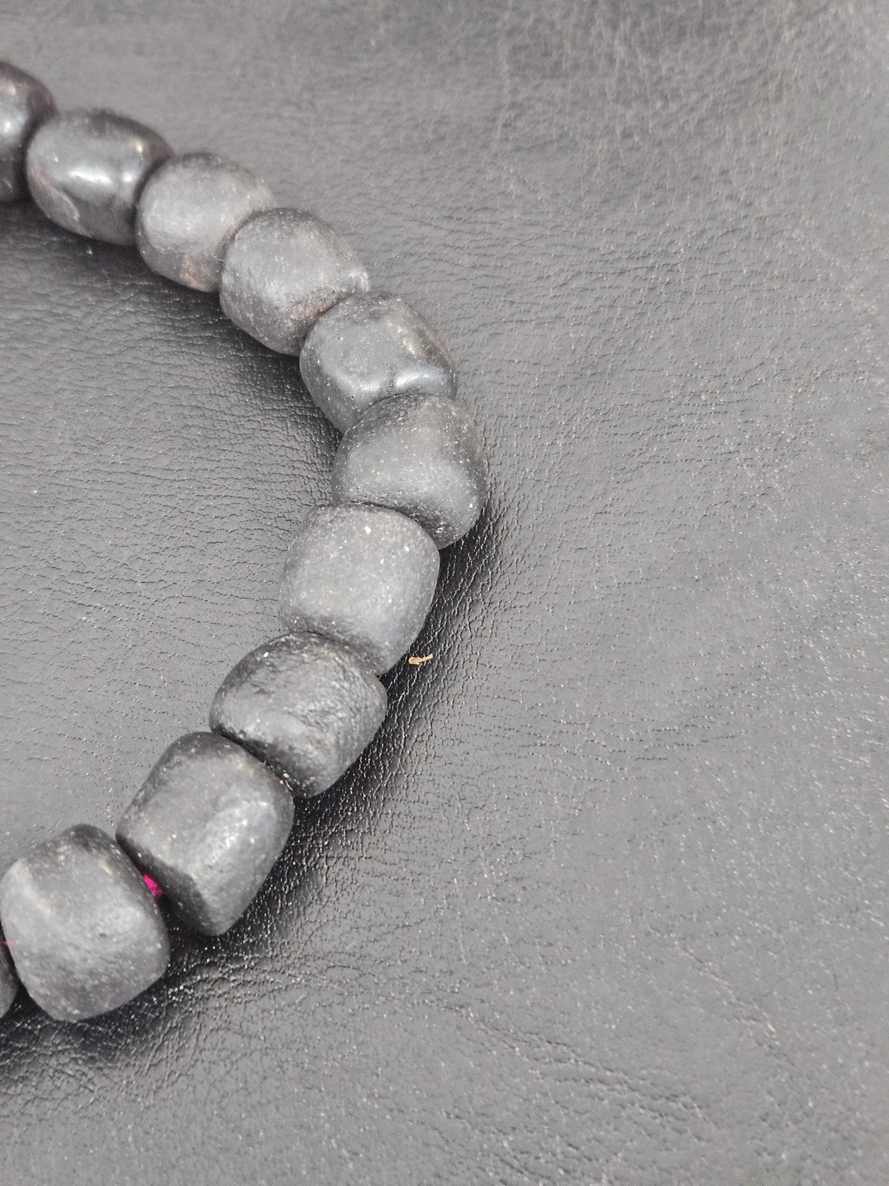 Matte Black Krobo Recycled Glass Beads | Handmade Glass Beads from Ghana