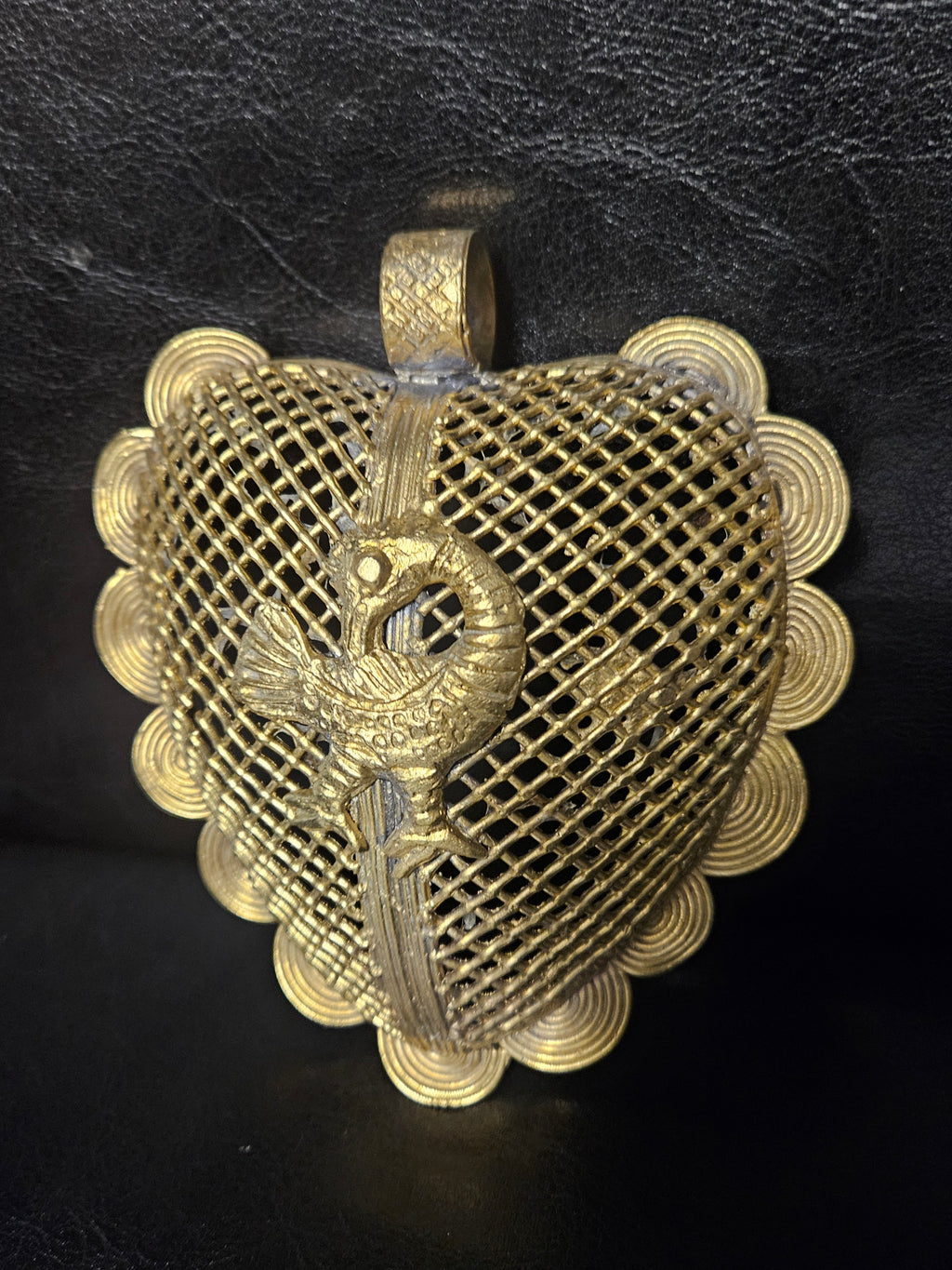 Sankofa Bird Ghana Brass Pendant – Oversized Adinkra Statement Focal