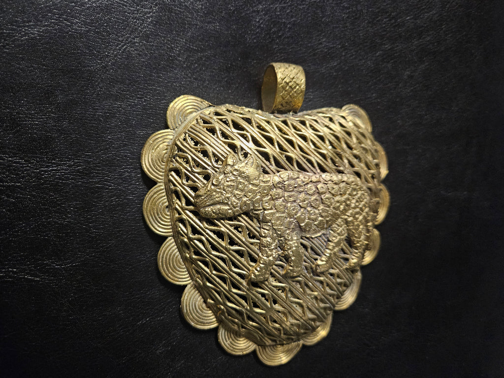 Large Ghana Brass Tiger Statement Pendant – Adinkrahene Design