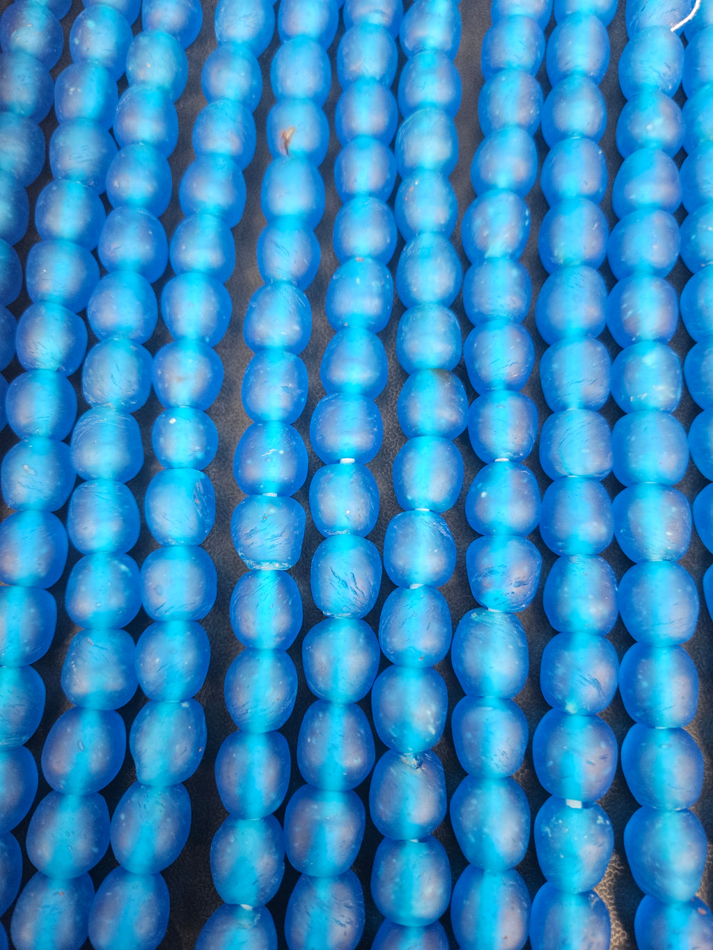 Handmade Blue Krobo Pocket Glass Beads from Ghana for Jewelry Making