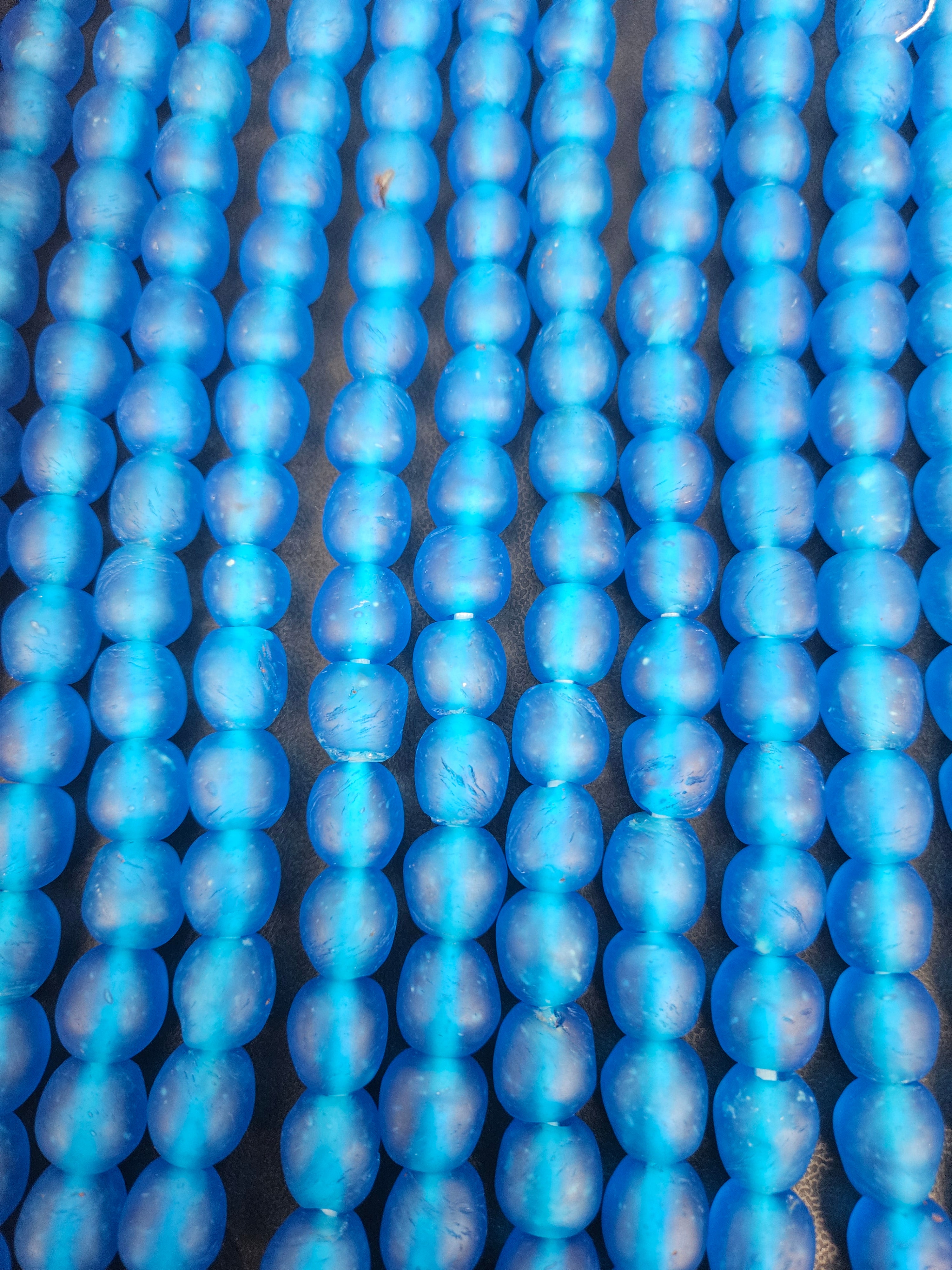 Handmade Blue Krobo Pocket Glass Beads from Ghana for Jewelry Making